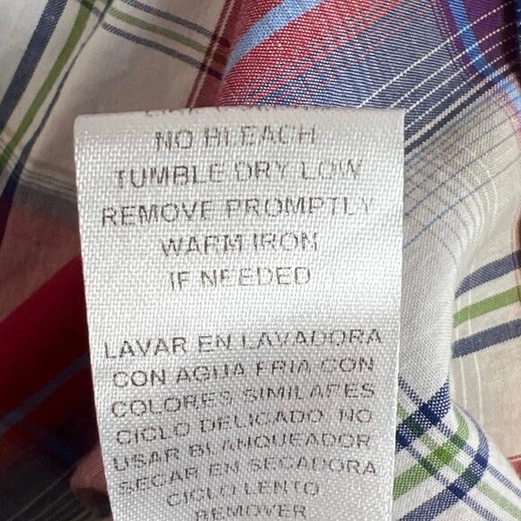 Roper Men’s Short Sleeve Pearl Snap Western Shirt Red Blue Plaid Size L Cowboy - Picture 7 of 9